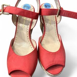 Red Women's strappy wedge Sandals